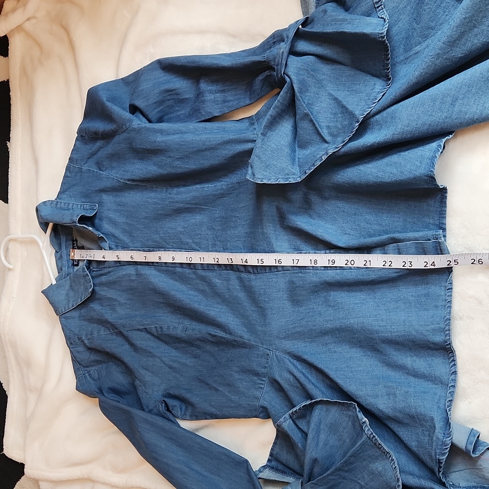 Fall, Spring High Low Button-Up Chambray Collard … - image 7